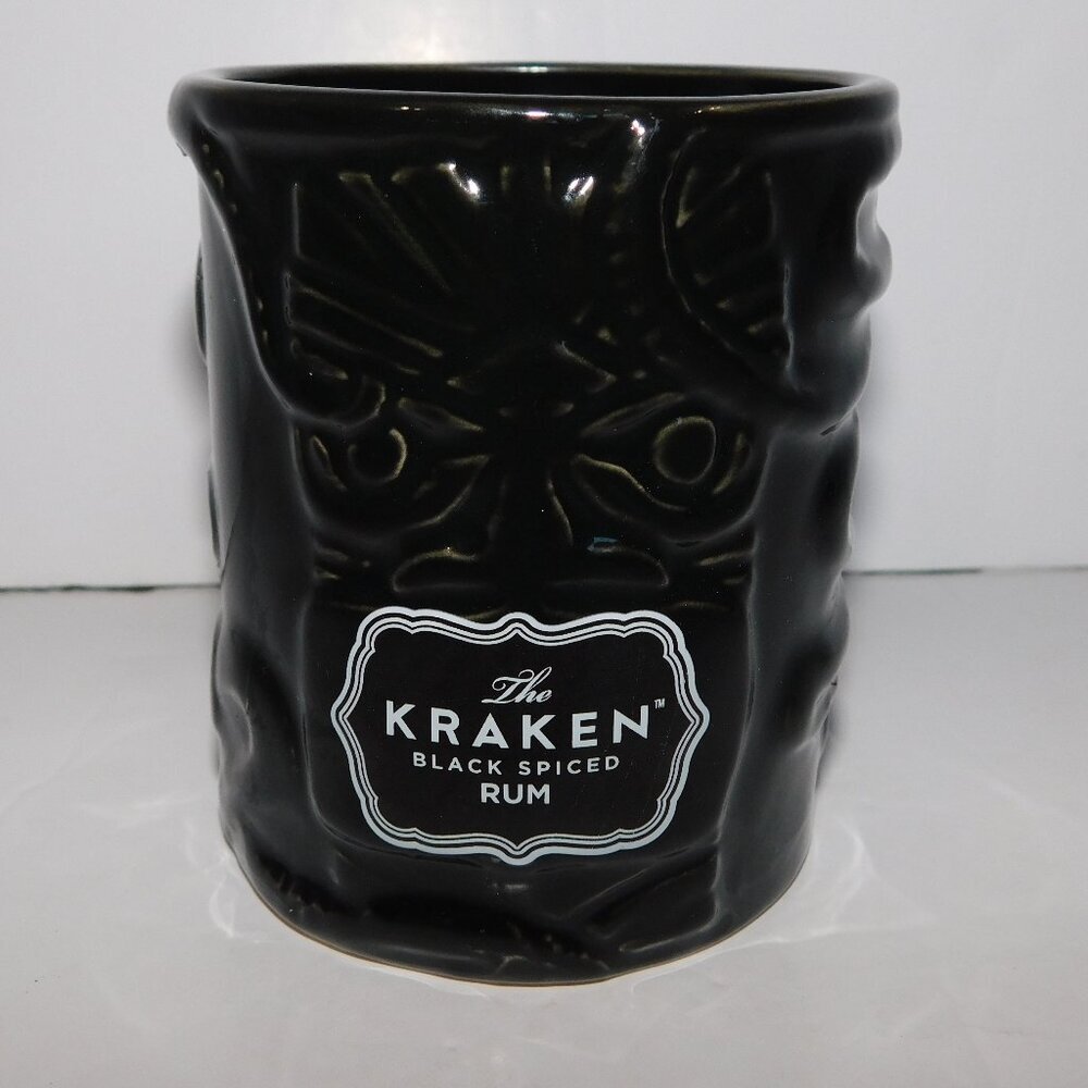 The Kraken Spiced Rum Black Tiki Octopus 4" x 3.5" Glass Mug Cup